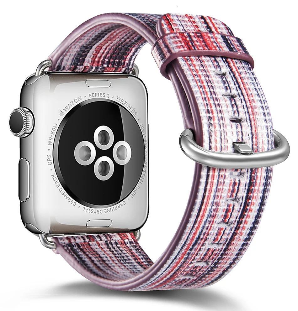 FOHUAS, Национальный стиль, окрашенный кожаный ремешок для часов Apple Watch, цветной узор, наручные часы, браслет для iwatch 42, 38 мм
