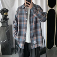 mens plaid shirt spring and autumn mens long sleeved casual shirt soft and comfortable oversized mens shirt