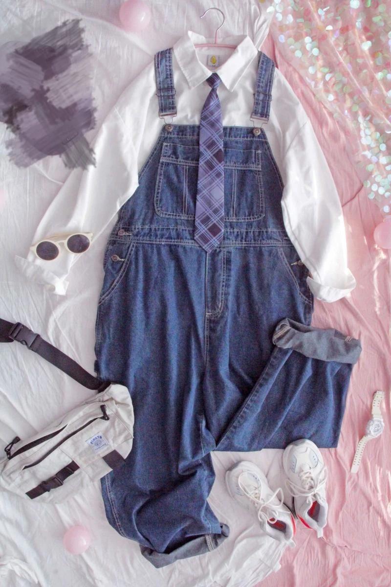 

Overalls Women Spring Autumn Korean INS Loose Mopping Jeans Girl Blue Pure Cotton Jeans Student Rompers Trousers