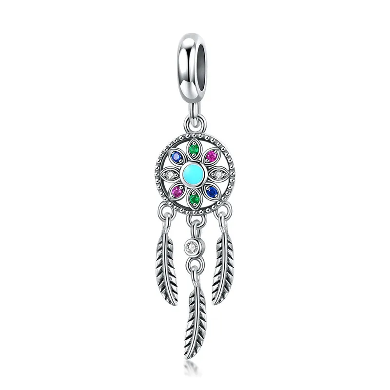 sn961 INBEAUT Лидер продаж 925 пробы серебро Ловец снов подвеска Крыло ангела fit Pandora браслет Сердце Дерево цветение Королевский флаг бусины - Цвет: sn961