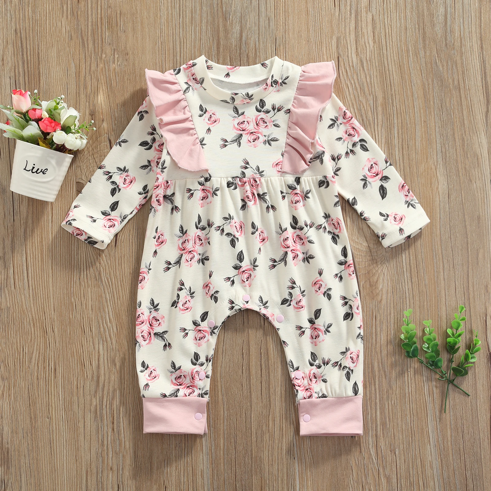 

Детский комбинезон с цветочным принтом, на возраст 0-24 месяца