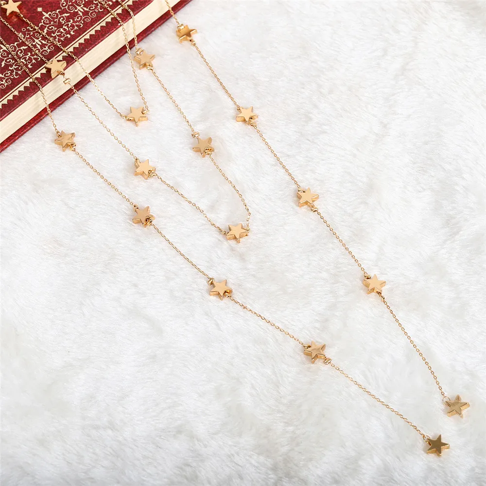 Длинное Золотой медальон в форме звезды ювелирные изделия с бахромой