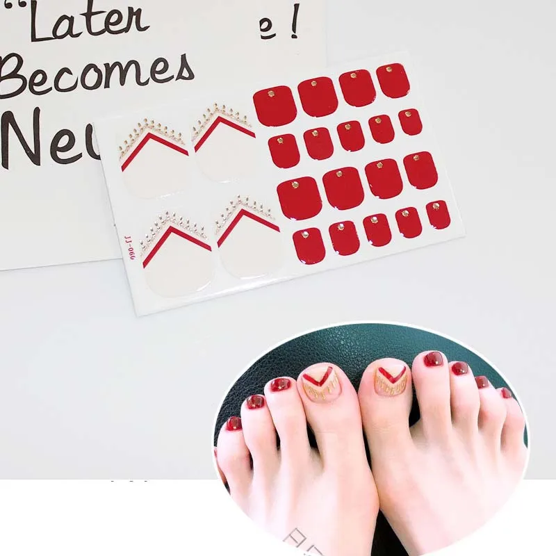 

D10 Toe nail stickers nail wrap Waterproof Fashion Toe Nail Wraps Nail Art Full Cover Adhesive Foil Stickers Manicure Decals