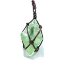 Натуральный Изумрудный кристалл кулон исцеляющий DT драгоценный камень жезл для рейки зеленый флюорит оплетка ожерелье Йога макраме для мужчин гениальное