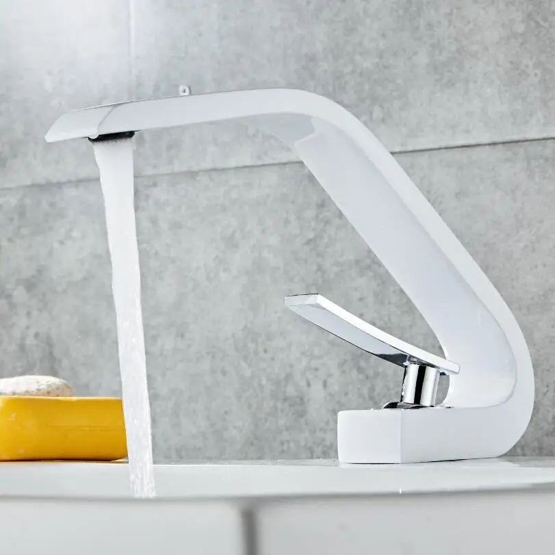 

2021Basin Faucets Modern White Chrome Brass Bathroom Sink Faucet Single Handle Hole Toilet Bath Mixer Water Tap Crane