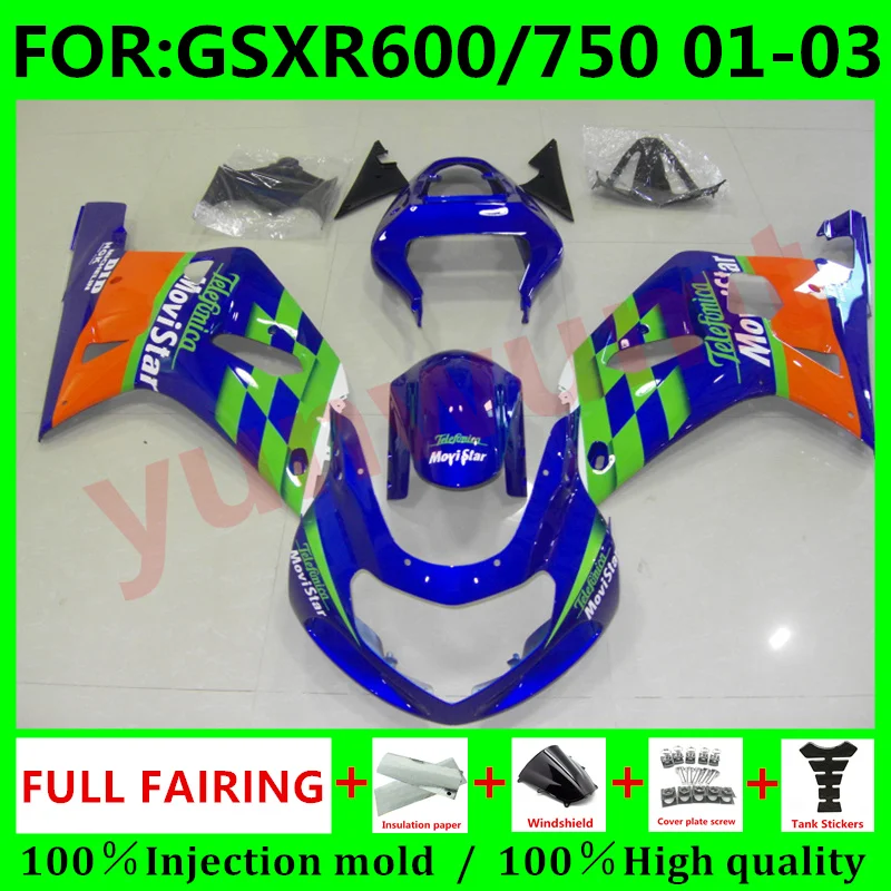 

Комплект обтекателей для кузова Suzuki GSXR600 750 GSXR 600 K1 2001 2002 2003 01 02 03