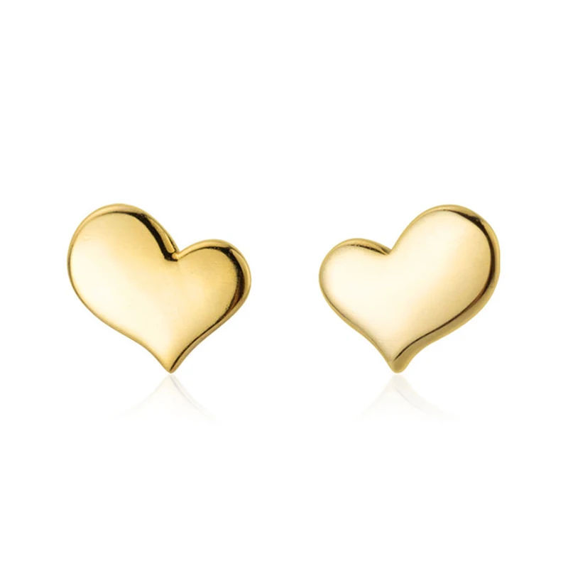 Милые маленькие серьги-гвоздики Серебряного и золотого цвета в форме сердца для