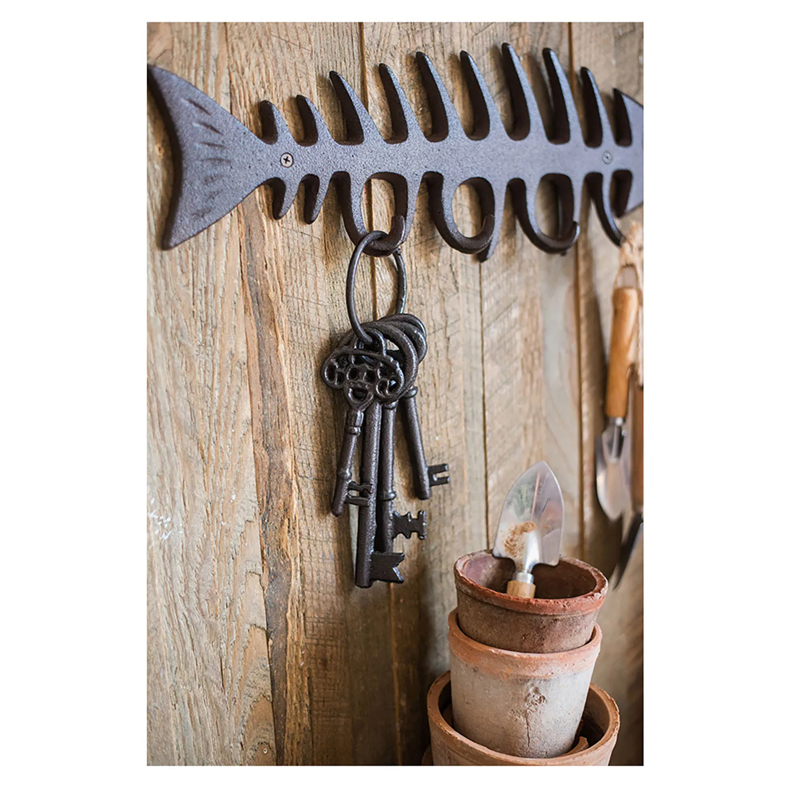 Креативная винтажная вешалка для пальто Fish из металлического железа с милыми настенными крючками в виде рыбы и костяного брелока для ключей садовой декорации.