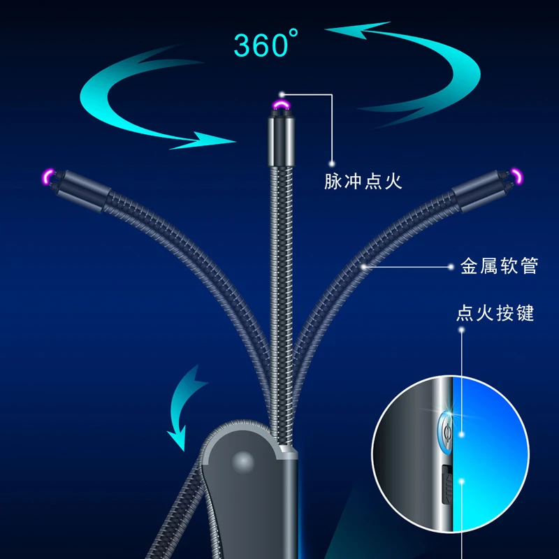 Плазменная дуговая электронная USB Зажигалка складывающаяся на 360 градусов