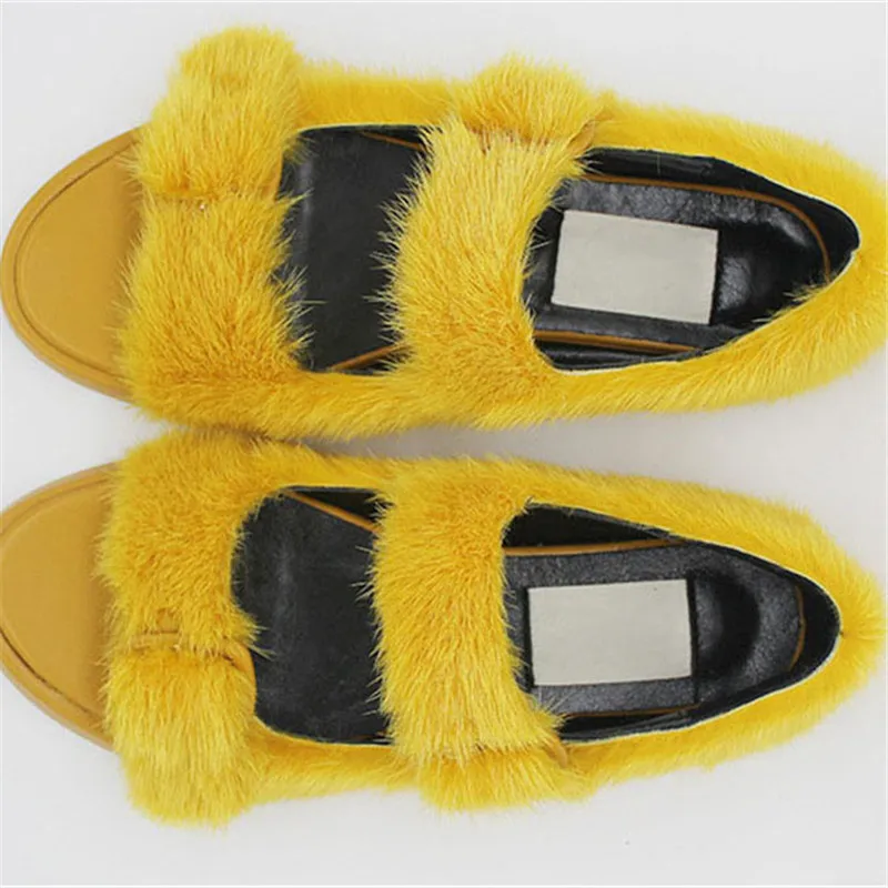 

Mink Fur Shoes Women's Spring And Autumn Wear Fashion 2021 New Korean Version Net Red Double Row Flat Shoes