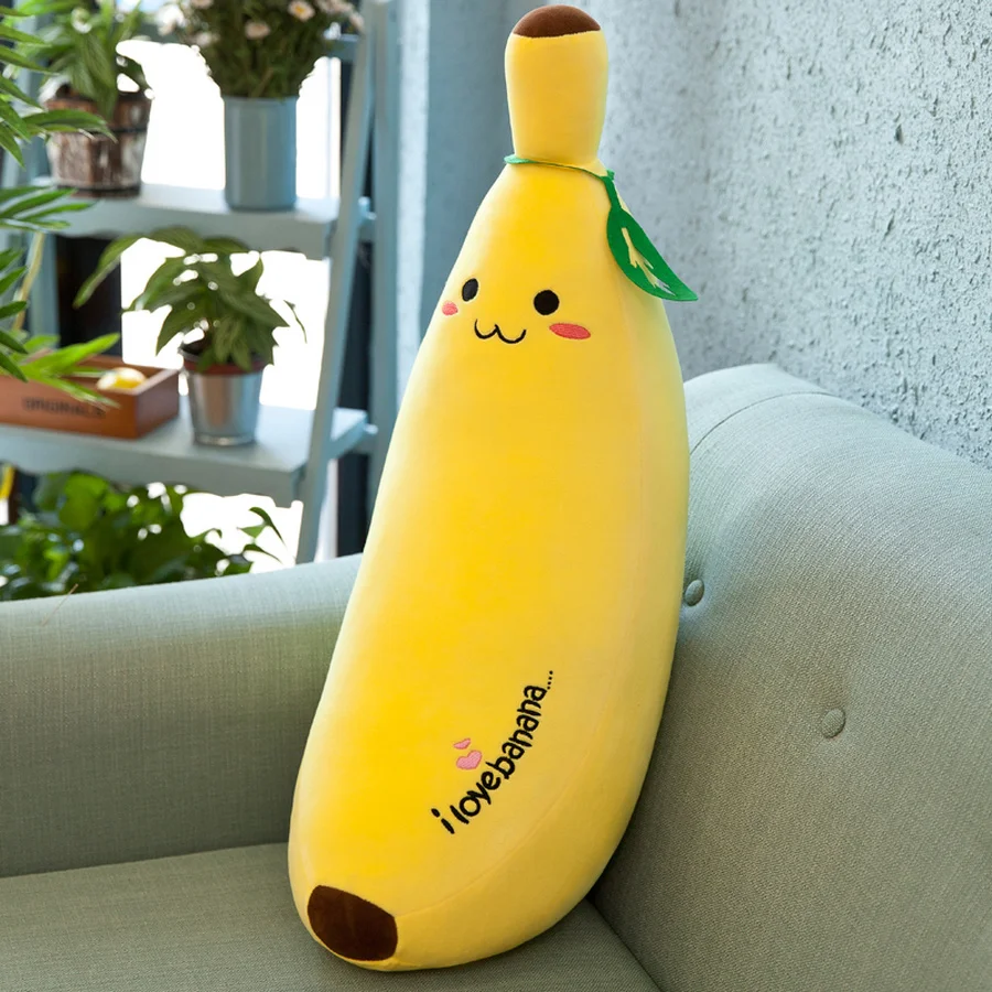 

Plush Banana Pillows Stuffed Cushions Super Soft Hugging Toys Fruit Design Decoration Gifts