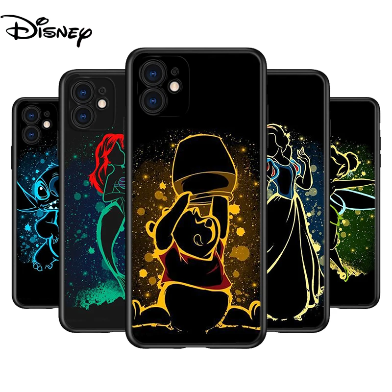 Silicone Cover Elsa Ariel Princess For Apple iPhone 14 13 12 Mini 11 Pro XS MAX XR X 8 7 Plus SE 6S Black Phone Case