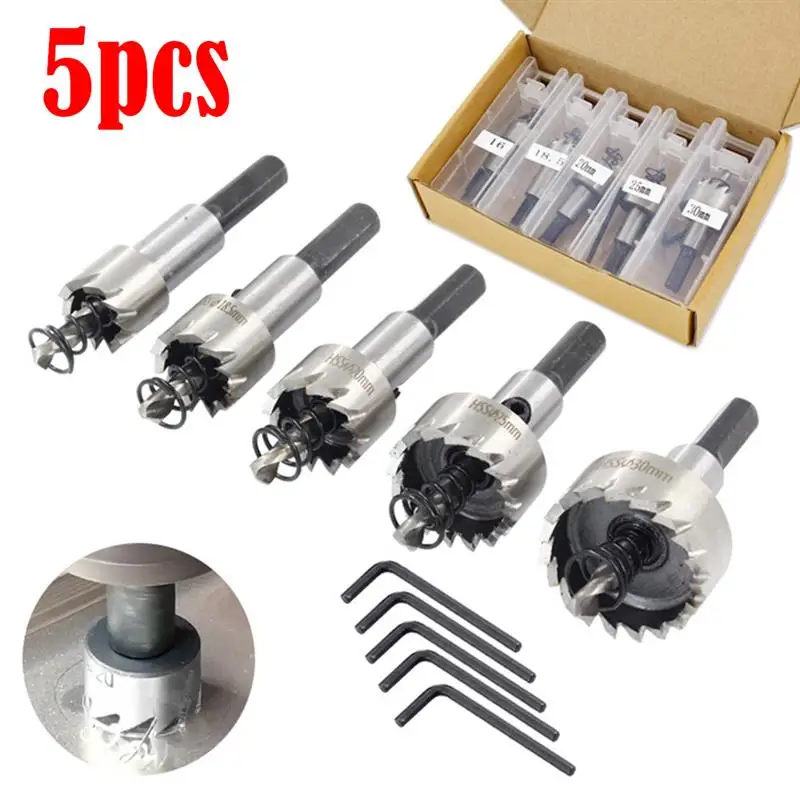 

5pcs Hole Saw Set Stainless Steel Hole Opener Kit for Iron Metal Aluminum Alloy Copper 16mm 30mm Saw Cutting Drill Bits