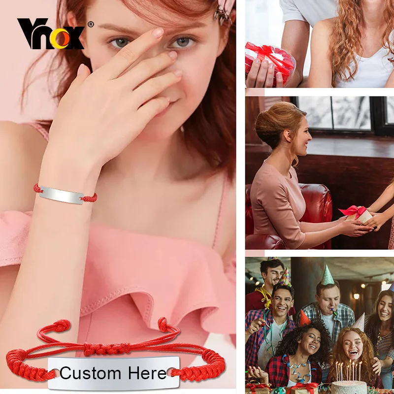 

Vnox Custom Bracelets for Women,Adjustable Red Rope Chain Bracelet,Simple Girls BFF Gifts Jewelry
