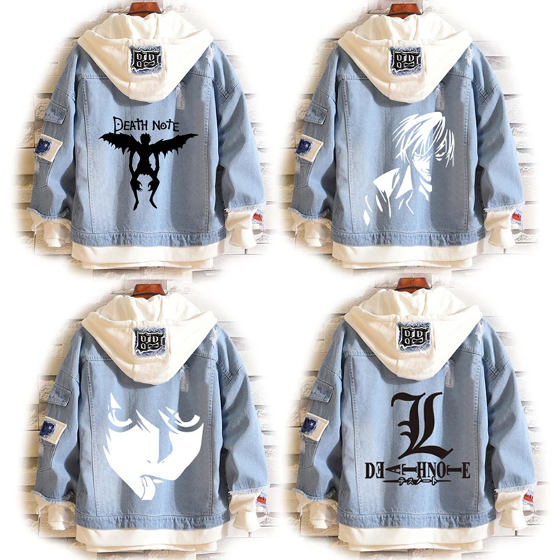 2021 Аниме Костюм Death Note джинсовая куртка Yagami светильник Косплей куртки с капюшоном