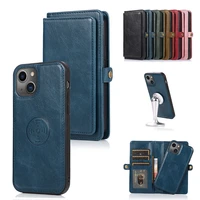 fashion doka split magnetic wallet card slot leather case for iphone 13 mini pro max flip with bracket shockproof phone cases
