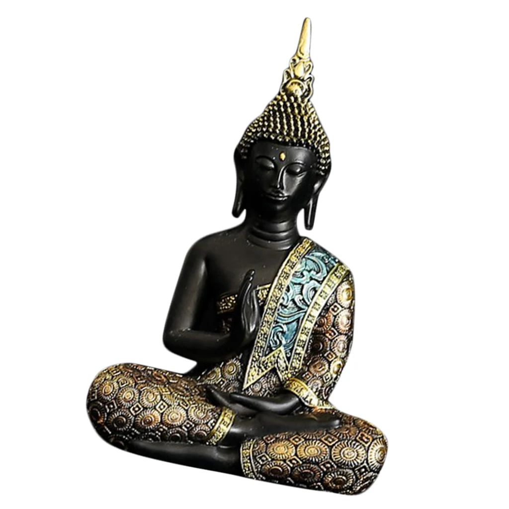 

Unique Meditation Buddha Statue Figurine Feng Shui Sculpture for Table Shelf Wine Cabinet Happiness Ornaments Home Decor Gifts