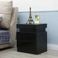 three tier nightstand with colorful led nightstand modern bedside table file storage cabinet holder bedroom furniture