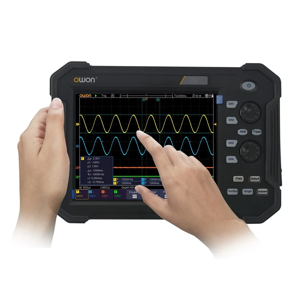 

Owon TAO3074 70MHz 1GS/s Portable Oscillometer 4-CH Digital Storage 8 Inch LCD 800x600 8 Bits Handheld Tablet USB Oscillometer
