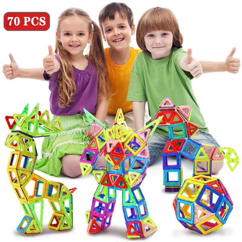 

70 шт., детский Магнитный конструктор «сделай сам»