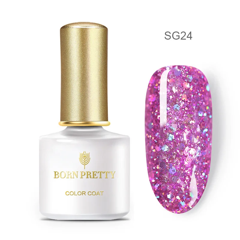 BP-SG24 Гель-лак для ногтей BORN PRETTY с блестящими блестками, 6 мл, голографический УФ-гель, розовый, золотой, серебряный, впитывающий Гель-лак - Цвет: BP-SG24