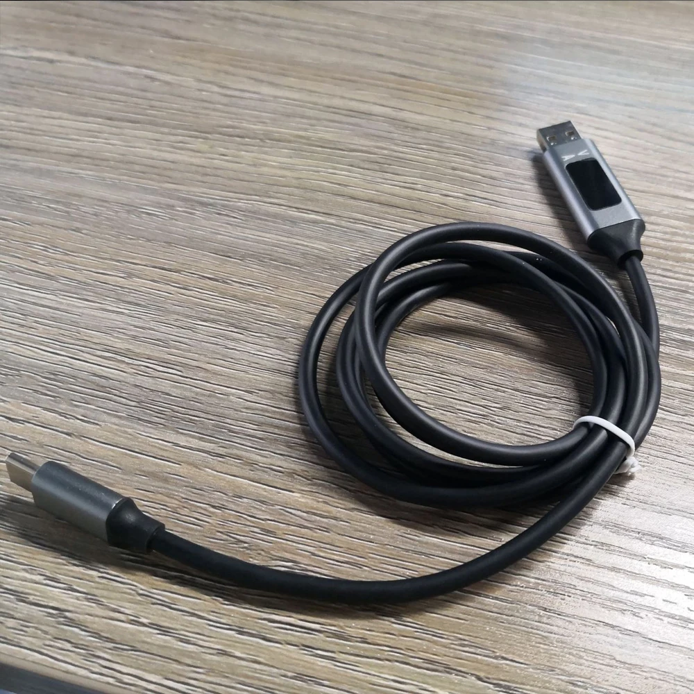 Кабель URVNS Micro USB/Type C со светодиодный ным дисплеем для быстрой зарядки мобильный