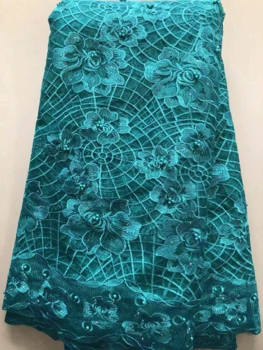 Королевский синий высокое качество вышивка африканская чистая кружевная ткань