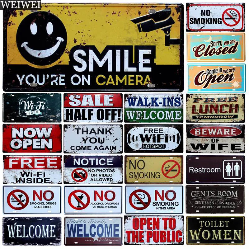 

License Danger Stop Warning Text Signs Bar Garage Workshop Wall Plaques Shabby Vintage Car Plate Home Decor Painting Tin Sign