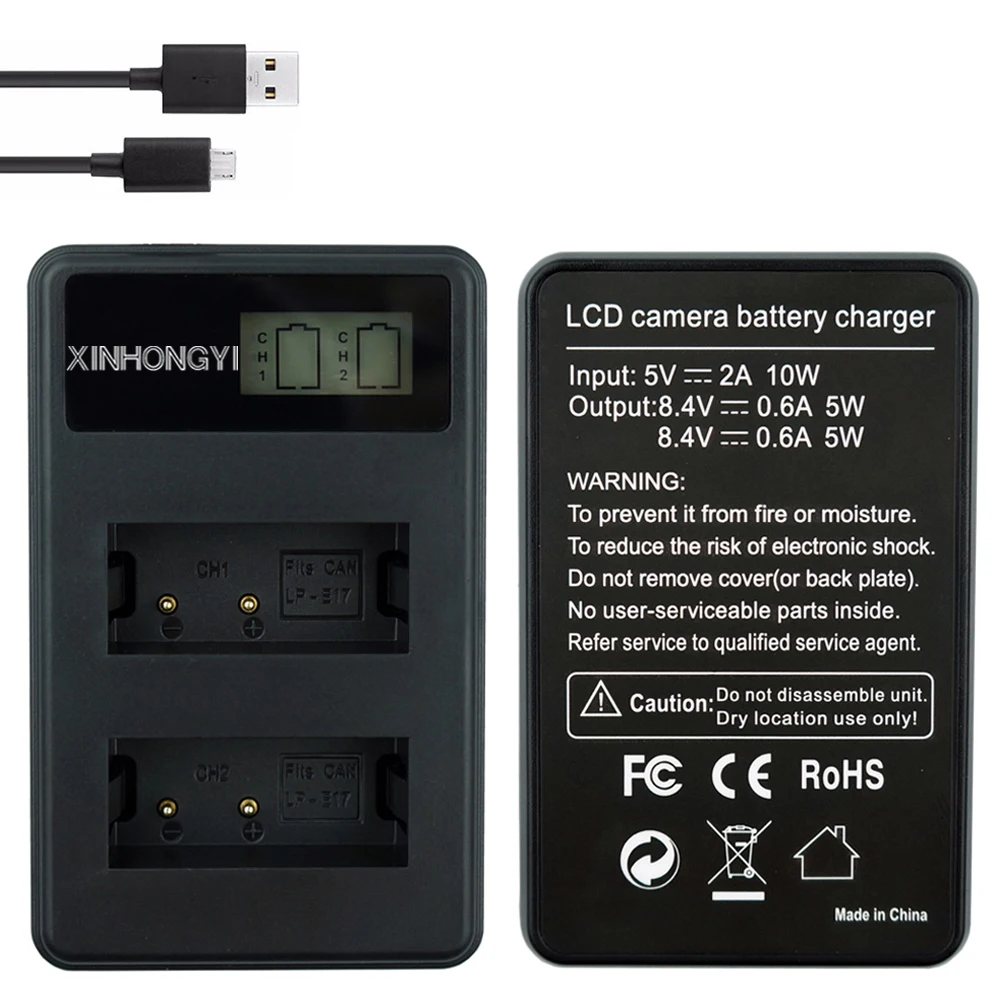 

LP-E17 battery Charger LP E17 batteries LCD display USB Dual chargers For Canon EOS 750D 760D T6i T6s M3 Kiss X8i 8000D Cameras