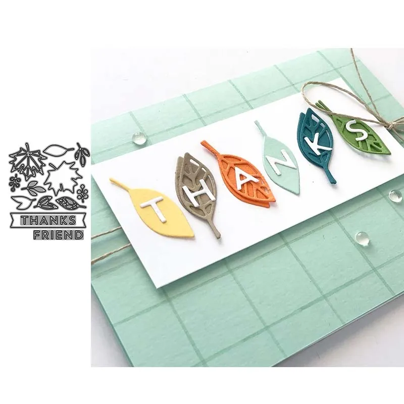 

Maple Leaves Thanks Friend Metal Cutting Dies Craft Stencil Scrapbooking Handmade Tools Make Album Model Punch Blade Template