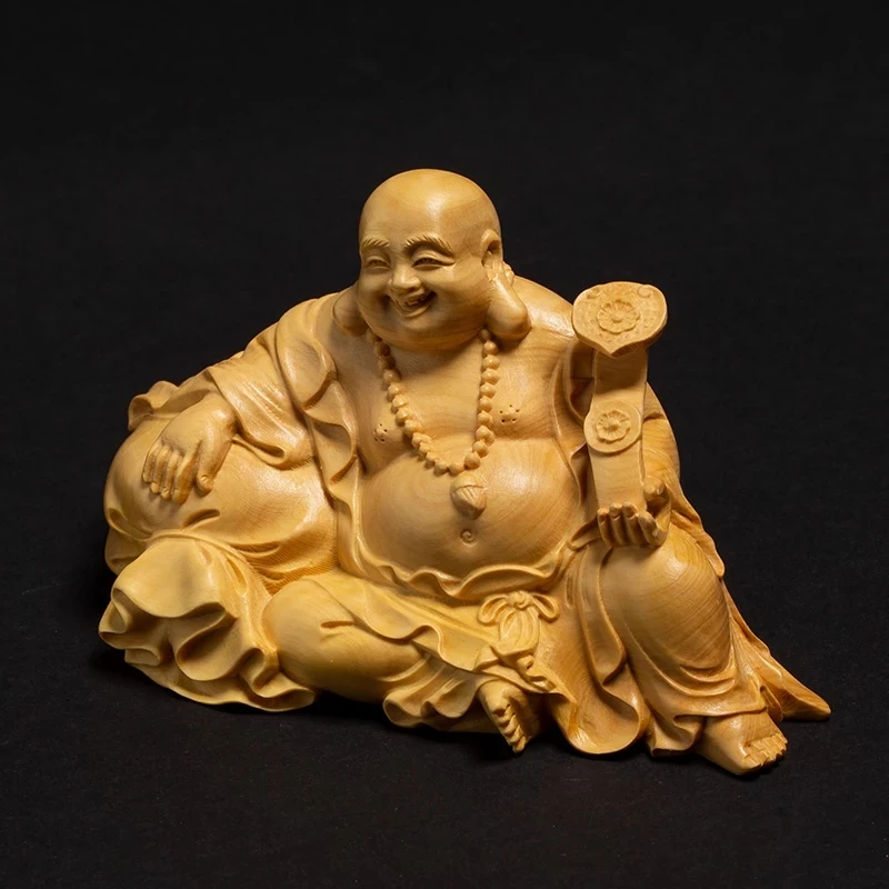 

6CM Laugh Buddha Statue Buddha Car Accessories Buddhism Feng Shui Maitreya Carving Miniature Home Decors