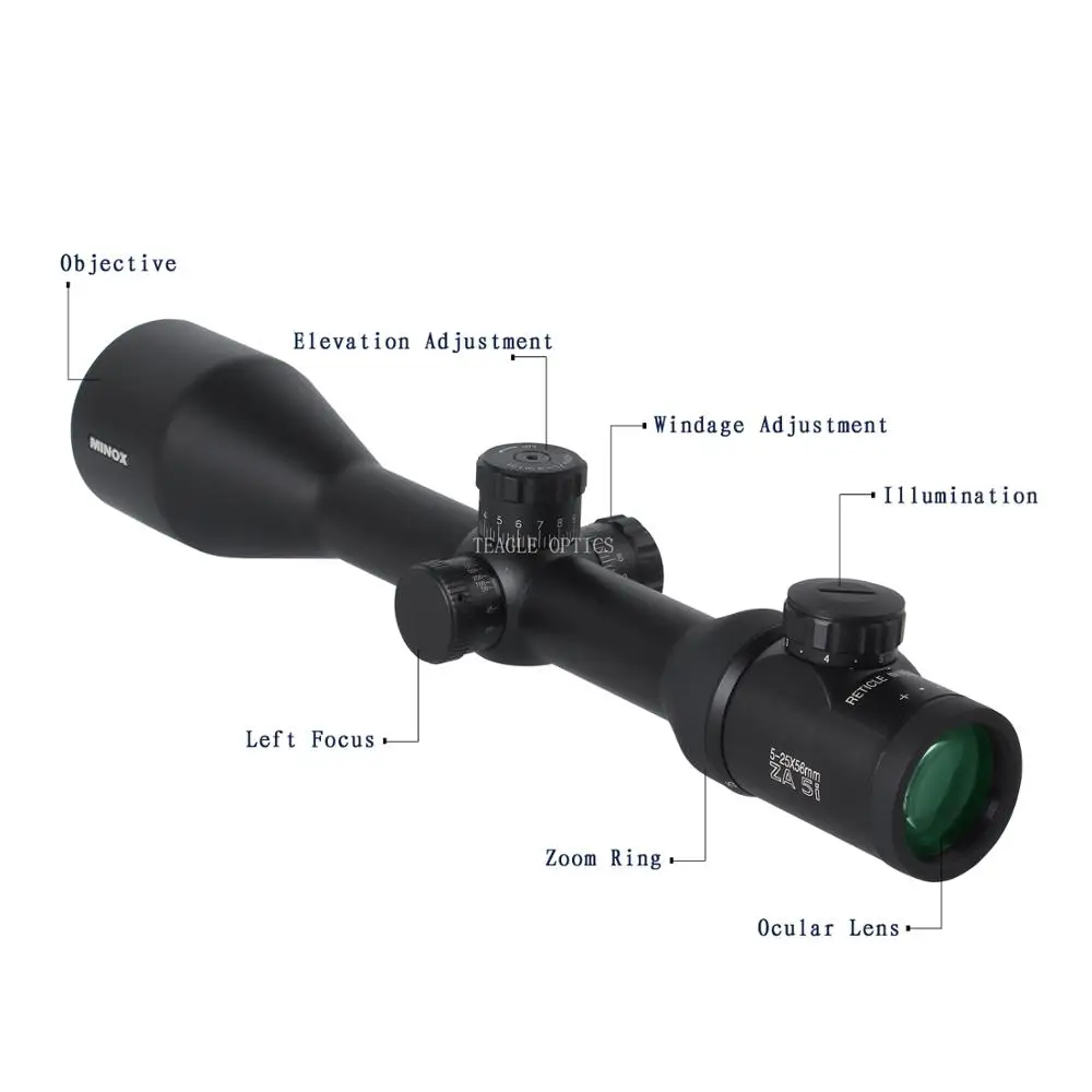 MINOX 5-25X56SFIR Cross Sight зеленый красный с подсветкой тактический оптический прицел