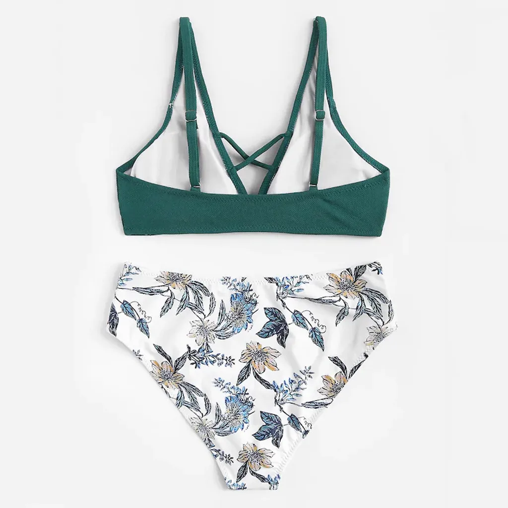 Летний Новый сексуальный женский комплект бикини для девочек с нежным принтом