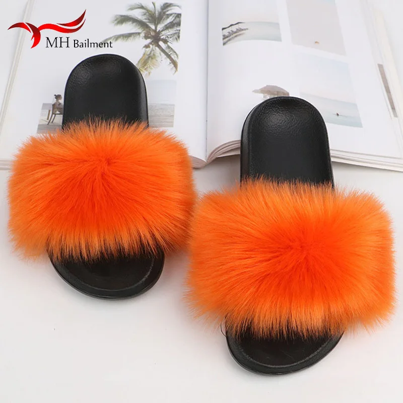 Сланцы женские с искусственным мехом шлепанцы для дома и улицы Уличная обувь на
