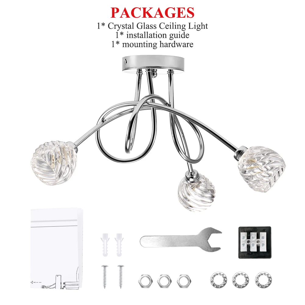 С украшением в виде кристаллов современный светодиодный потолочный светильник