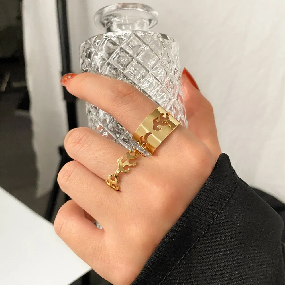 KISS WIFE New Flame Butterfly Rings Set For Women Men Couple Gold Silver Color Open 2021 Trend Party Jewelry Gift|Кольца| |