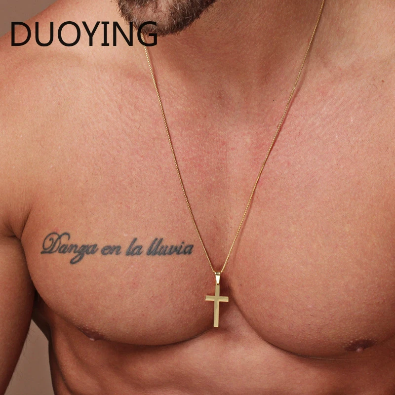DuoYing 2019 Fashion New Stainless Steel Chain Pendant Necklace For Men Classic Cross Gold &amp Silver Jewelry Gift | Украшения и