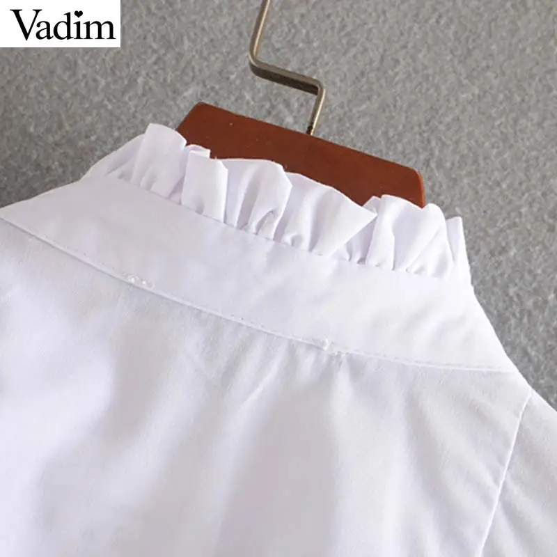 Vadim женские милые белые блузки с оборками длинным рукавом в консервативном стиле