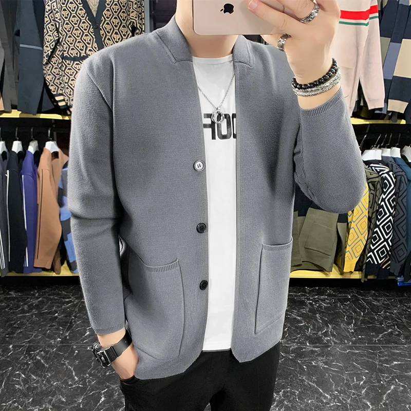 Brand clothing Autumn Knit Sweater Classic Slim-Fit Wool Cardigan Round Collar Men and Women Couple Sweater Coat Plus Size S-3XL