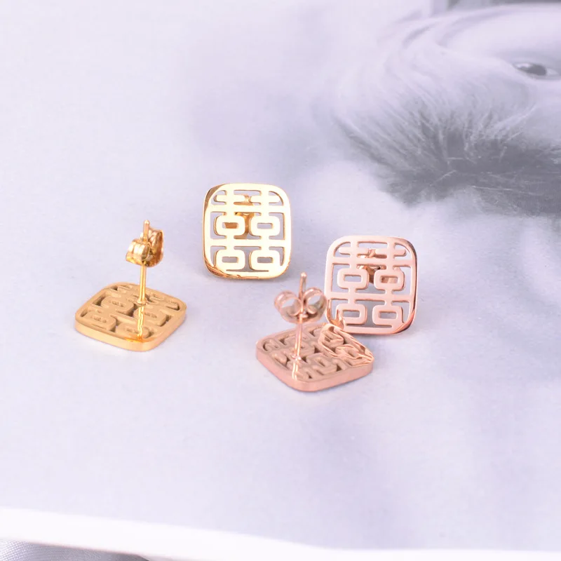 E07 серьги-гвоздики в китайском стиле для костюма Xi полые квадратные серьги с