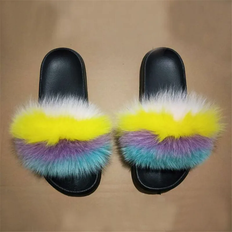 Детская летняя футболка с изображением лисы Меховые шлепанцы мехом для детей