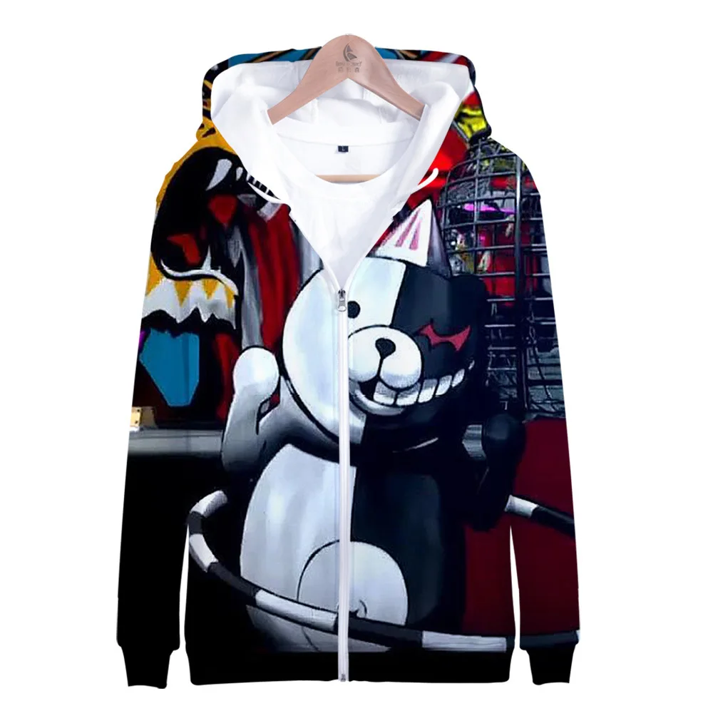 Толстовка с капюшоном Danganronpa Monokuma куртка на молнии пальто свитшот для мужчин и