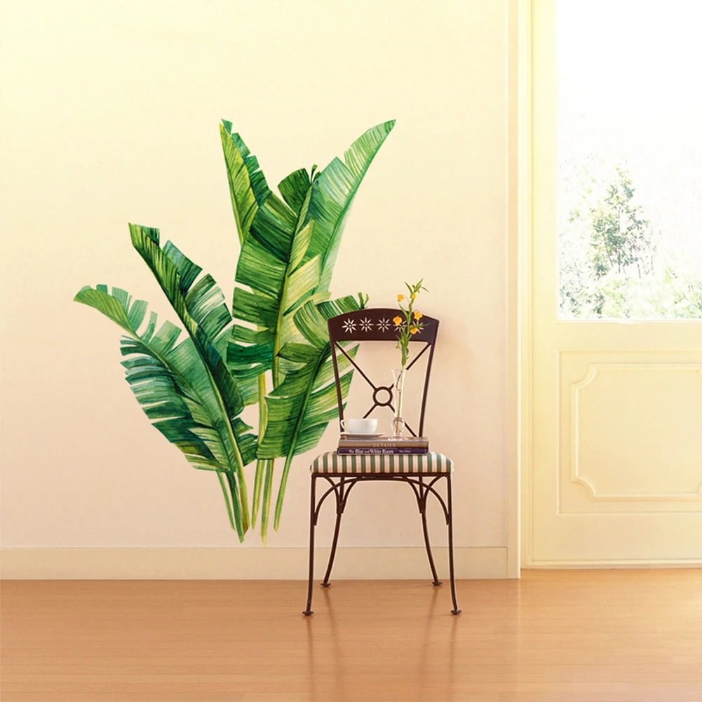 

Removable 3D Green Plant Wall Stickers DIY Large Leaf Art Decoration Stickers Family Living Room Bedroom