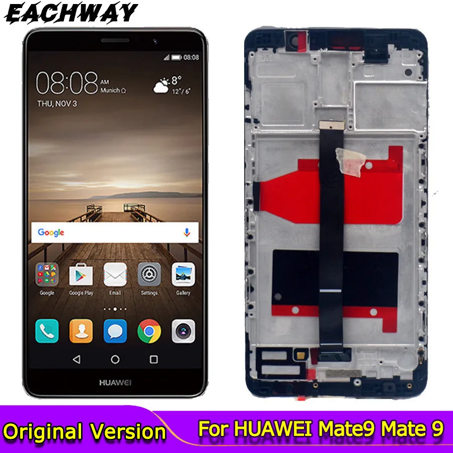 ЖК-дисплей HUAWEI Mate9 Mate 9 сенсорный экран дигитайзер датчик с рамкой запасная деталь