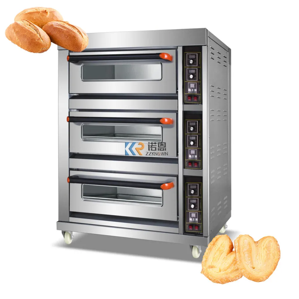 

Stainless Steel Electric Baking Oven Bread Pizza Cake Shop Commercial Oven 3 Decks 3 Trays Bakery Machines Equipment