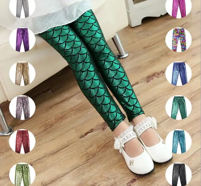 Блестящие леггинсы в виде рыбьей чешуи 20 шт./лот детские маленькие эластичные