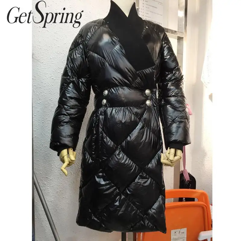 Getвесеннее женское пуховое пальто женский пуховик длинный светильник Модное