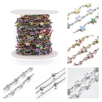 10mroll stainless steel star link chain rainbow color chain spool for women men necklace bracelet diy craft making findings