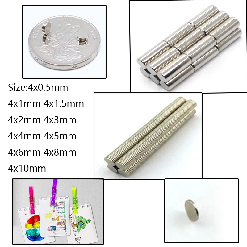 

25~100Pcs diameter4mm Neodymium Magnet thickness 0.5/1/1.5/2/3/4/6/8/10mm Permanent Strong Powerful Magnets Round Magnet