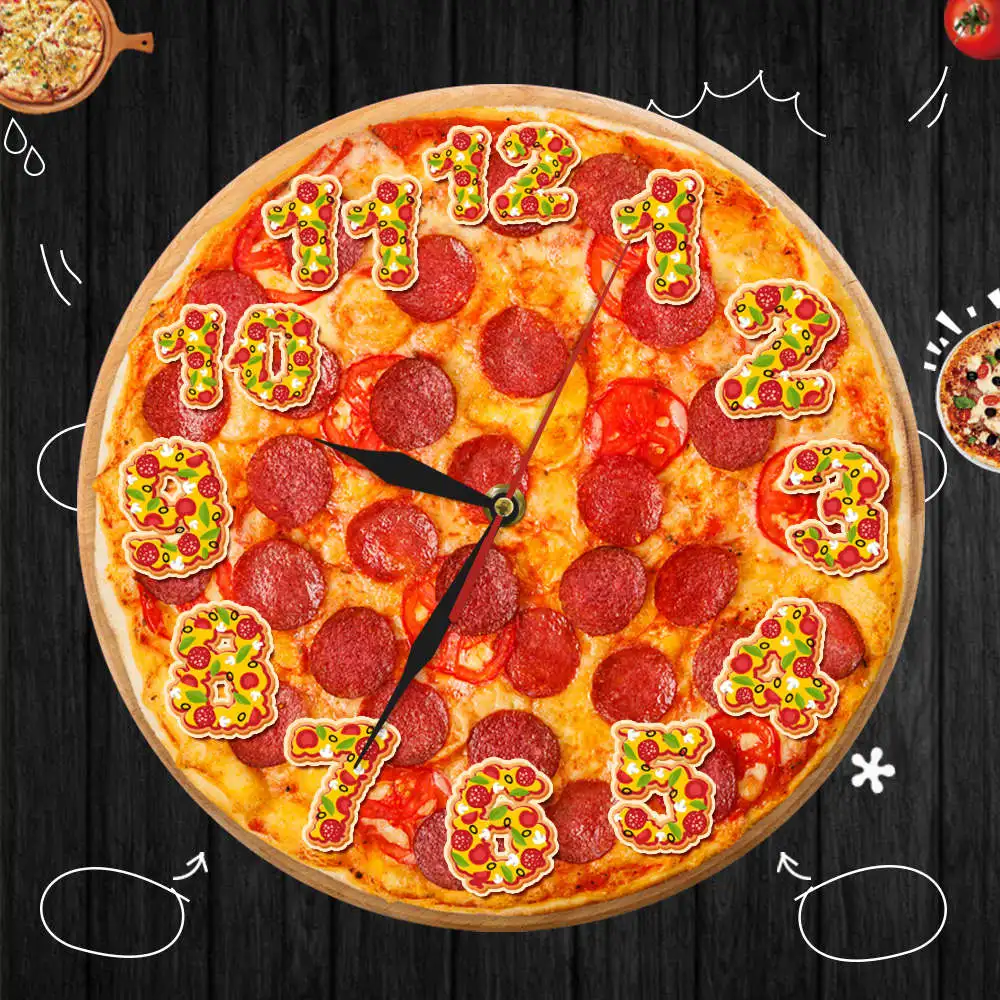 Декоративные настенные часы для пиццы акриловые современные наручные с принтом